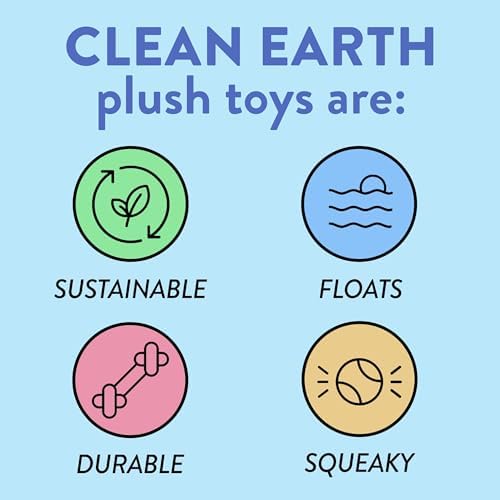 Spunky pup Clean Earth Plush Dog Toy with Squeaker - Recycled, Eco-Friendly, Floats for Beach, Lake, Pool - Gator