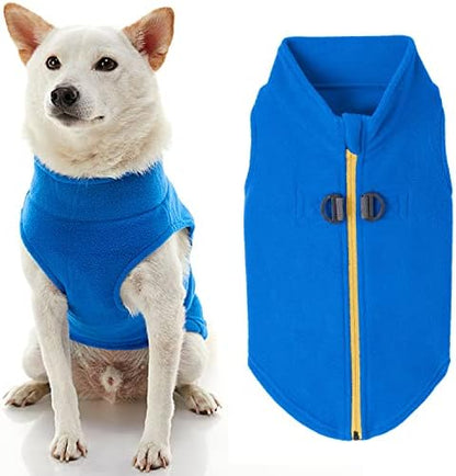 Gooby Zip-Up Fleece Dog Sweater, Blue, X-Large