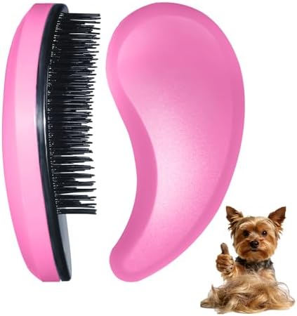 Small Dog Brush, Skin-friendly Soft Bristles (Pink)