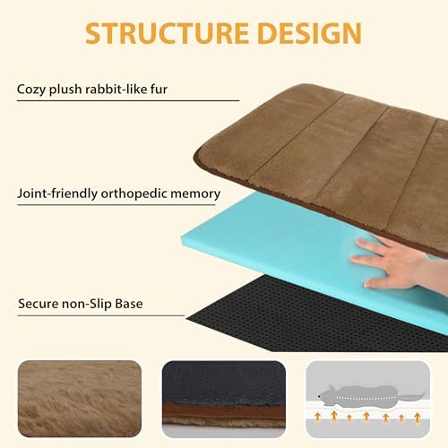 Dog Crate Pad for Medium Dog - 30"x20" Memory Foam Dog Bed, Washable & Anti-Slip Dog Bed Mat, Ultra Soft Kennel Pad for Dogs Cozy Sleeping Mat, Khaki