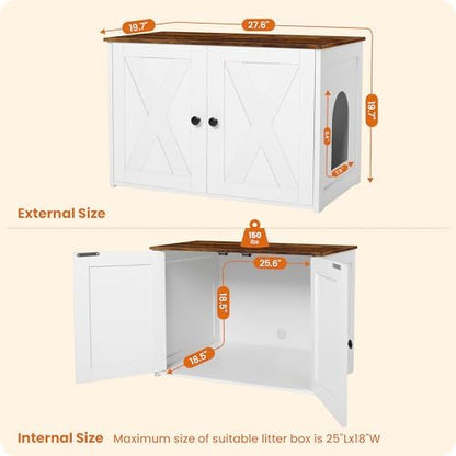 Dwanton Cat Litter Box Enclosure, Hidden Litter Box Furniture, 27.6 Inches
