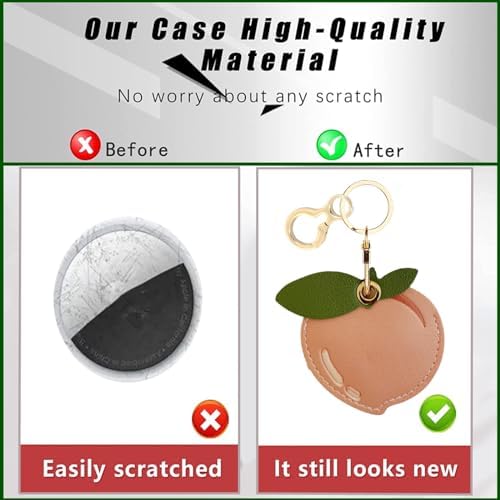 BORKUANA PU Leather Keychain Holder Protective Case Compatible with AirTag