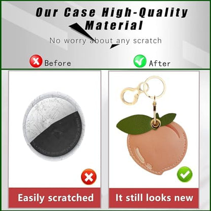 BORKUANA PU Leather Keychain Holder Protective Case Compatible with AirTag