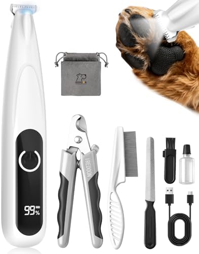 IREDOON Dog Paw Trimmer with LED Light, 8PCS Grooming Kit for Dogs & Cats