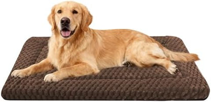 Dog Bed Crate Mat, Soft Durable Washable Anti-Slip Kennel Pad for Dogs & Cats, Reversible (Dark Brown, L(35"*23"*1.5"))