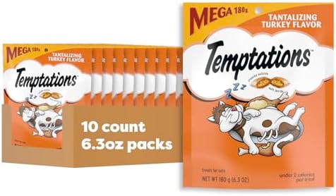 Temptations Classic Crunchy and Soft Cat Treats, Turkey, 6.3 oz, 10 Pack