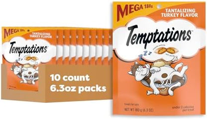 Temptations Classic Crunchy and Soft Cat Treats, Turkey, 6.3 oz, 10 Pack