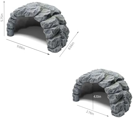 Resin Reptile Hideout Cave,Natural Habitat Decor for Bearded Dragon, Leopard Gecko, Lizards & Turtles,Terrarium Tank Accessories,A - Large