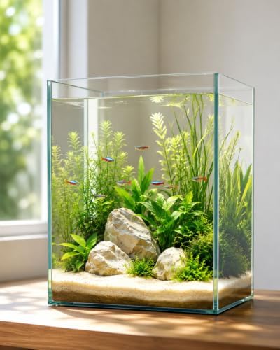 5 Gallon Vertical Rimless Fish Tank, Ultra-Clear Glass Aquarium