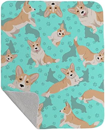 Caroline's Treasures MLM1047LQB Fawn Cardigan Corgi Quilted Blanket 50x60 Artwork Pattern Quilted Throw Blanket for Bed, Couch, Sofa, Soft and Lightweight