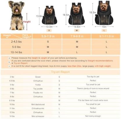 WOYYHO Pet Dog Carrier Backpack, Ventilated Mesh Small Dog Front Backpack