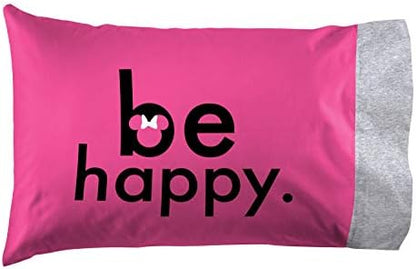 Disney Minnie Mouse Cartoon Kids Pillowcase Reversible for Girls, Gray