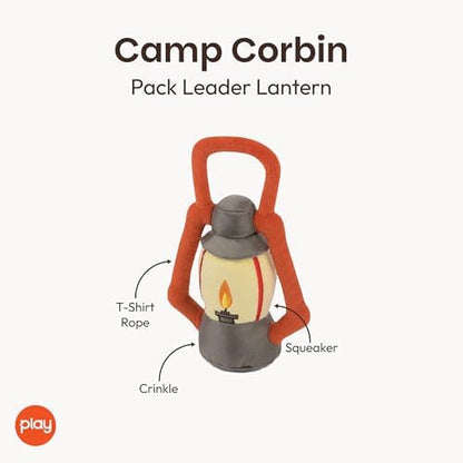 P.L.A.Y. Cute Plush Dog Toys - Camping, Outdoor Themed Durable Squeaker Chew Toy, Great for Puppies & Small, Medium, Large Dogs - Machine Washable, Recycled Materials (Camp Corbin Pack Leader Lantern)