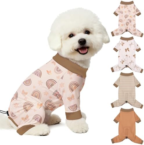 Bienbee Dog Pajamas, 4 Pack Adjustable Onesies for Small to Large Dogs M