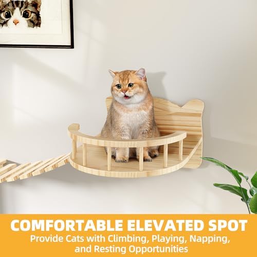 Cat Wall Shelves, 16-in-1 Cat Wall Furniture Set w/Tunnel & Bridge