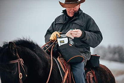 TrailMax Horse Horn Bags for Trail Riding – Medium & Large Western Saddle Horn Bags for Horses & Mules, Insulated Trail Gear with Secure Fit & Grab-and-Go Liners, Large, Black with Green Piping
