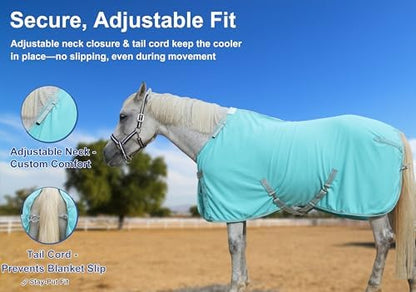 Horse Fleece Cooler Blanket, Moisture Wicking Post-Workout Drying