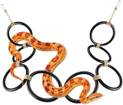 DBNESS Snake Climbing Rings, Ball Python Enclosure Enrichment Ring, Adjustable Reptiles Terrarium Decor Accessories for Corn Snakes, Garter Snakes, Iguana, Lizards, Chameleons, Parrot (Black-2pcs)