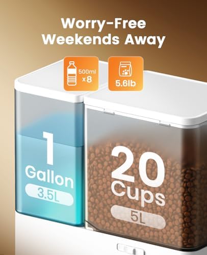 oneisall Automatic Cat Feeder and Water Dispenser, 36Cups/8.5L