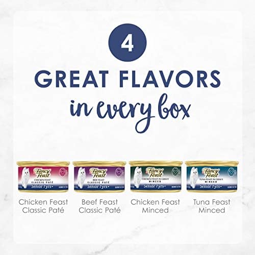 Purina Fancy Feast Senior 7+ Wet Cat Food Variety Pack, 3 oz, 24-Pack