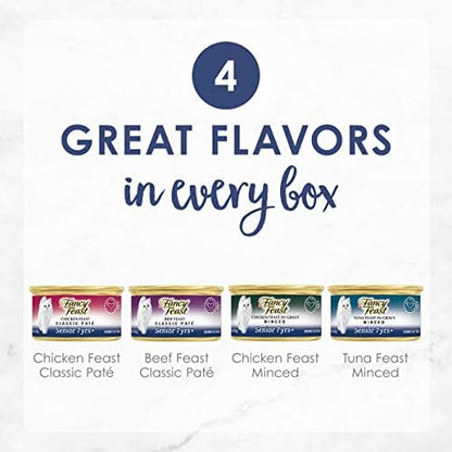 Purina Fancy Feast Senior 7+ Wet Cat Food Variety Pack, 3 oz, 24-Pack