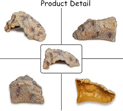 Reptile Hides Large Rock Reptile Cave Hideout Terrarium Habitat Decor Ornament Shelter for Snake Geckos Lizards Bearded Dragon Turtle Frogs Amphibians