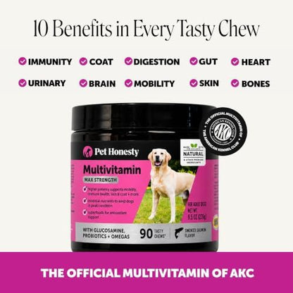 Pet Honesty Vet Recommended Max Strength Dog Multivitamin, 90 Ct, Salmon
