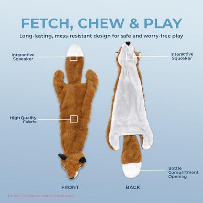 Best Pet Supplies 2-in-1 Stuffless Squeaky Dog Toy - Fox, Large