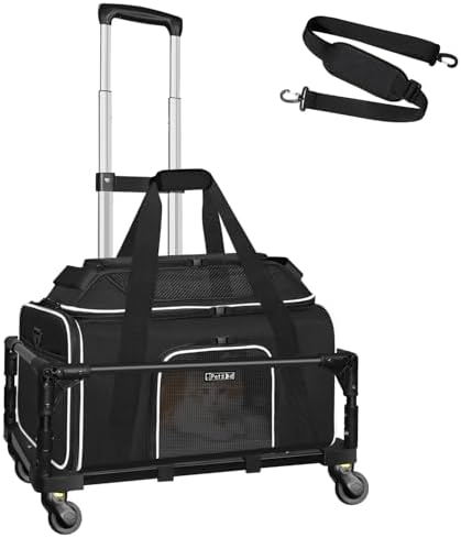 Petskd Top-Expandable Small Pet Carrier with Wheels Airline Approved