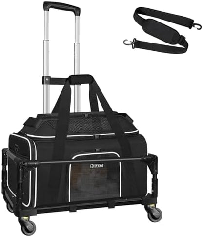 Petskd Top-Expandable Small Pet Carrier with Wheels Airline Approved