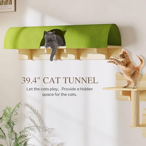 Cat Wall Shelves Set, 7-in-1 Cat Wall Furniture with Tunnel