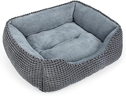 MIXJOY Dog Bed for Large Medium Small Dogs, Rectangle Washable Sleeping Puppy Bed, Soft Calming Cat Beds for Indoor Cats, Orthopedic Pet Sofa Bed, Anti-Slip Bottom with Multiple Size (20'', Grey)