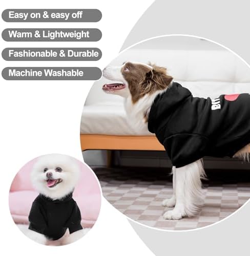 EXPAWLORER Dog Hoodies for Small Medium Large Dogs,Black XS