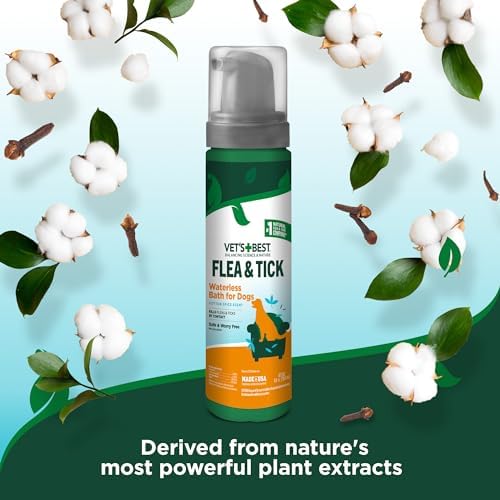 Vet's Best Waterless Flea & Tick Bath for Dogs, Essential Oil Spray, 8 oz