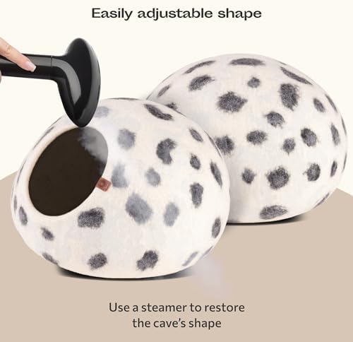 MEOWFIA Cat Cave - Merino Wool Bed for Indoor Cats (Snow Leopard, Large)