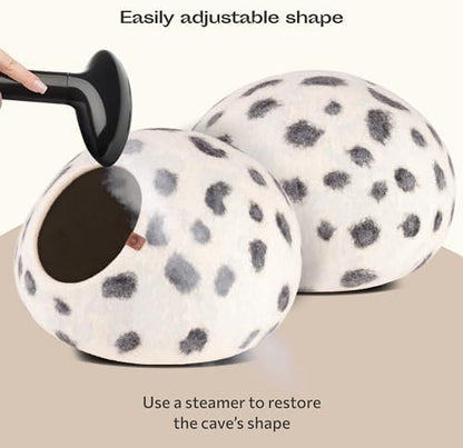 MEOWFIA Cat Cave - Merino Wool Bed for Indoor Cats (Snow Leopard, Large)