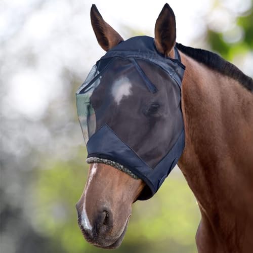 Harrison Howard CareMaster Horse Fly Mask Large Eye Space Standard Black Large Full Size