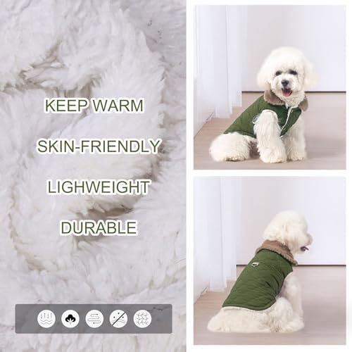 BEAUTYZOO Warm Dog Puffer Jacket Vest, Dog Winter Coat with Harness,Green S