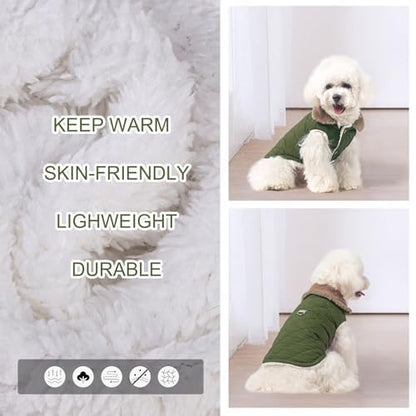 BEAUTYZOO Warm Dog Puffer Jacket Vest, Dog Winter Coat with Harness,Green S