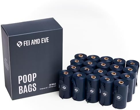 Fei & Eve Dog Poop Bags 20 Rolls, Extra Thick 25 Micron & 100% Leak-Proof