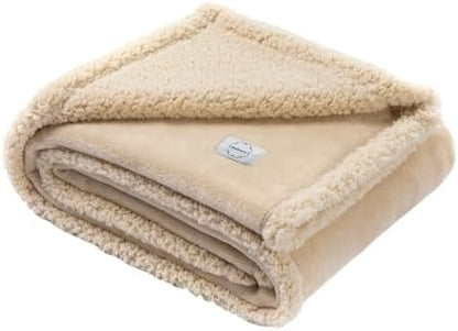 Waterproof Dog Blanket Reversible Pet Bed Cover Puppy Fluffy Cream Blankets Leakproof Sofa Couch Cover Cat Pet Blanket for Warm Washable-S