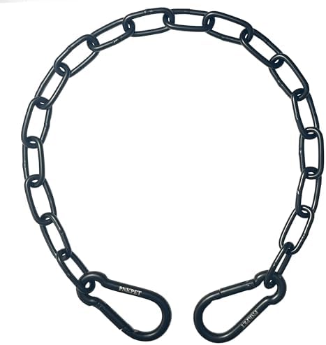 304 Stainless Steel Gate Chain 550lbs Capacity - 32" x 5/32" with M7 Carabiners, Chain Link Gate Latch for Outdoor Fence Livestock,Safety Hanging Metal Chain with 2 Carabiners, Black