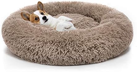 MIXJOY Orthopedic Dog Bed Comfortable Donut Cuddler Round Pet Beds Ultra Soft Washable Dog and Cat Cushion (20''/23''/30'') (23'', Brown)