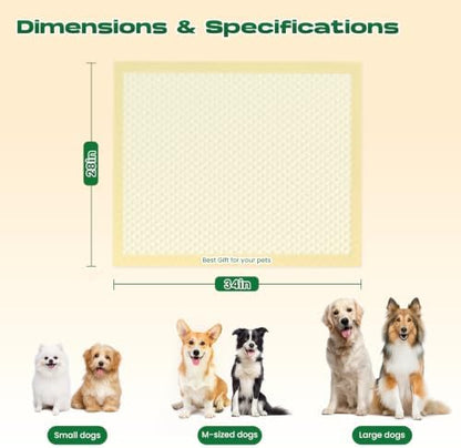 Bamboo Puppy Pads X-Large 28"x34" 60 Count with Adhesive Tabs