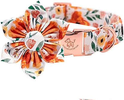 Elegant little tail Floral Girl Dog Collar for Female Dogs, Pet Collar Adjustable Dog Collars with Flower Gift for Small Dogs and Cats