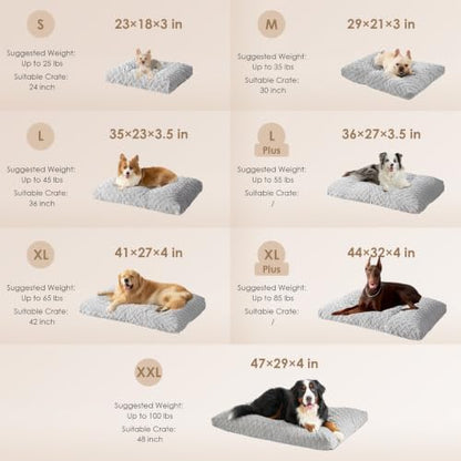 EHEYCIGA Washable Large Dog Bed for Crate, 35x23 Inch Pet Bed, Grey