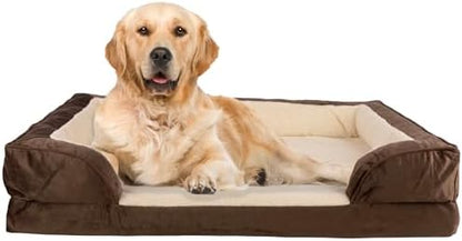 PETMAKER Orthopedic Dog Bed - 42in Dog Couch Bed with Supportive Wraparound Bolster and Removable Washable Cover - Egg-Crate Foam Extra Large Dog Bed for Pets up to 65lbs - Dog Products (Brown)