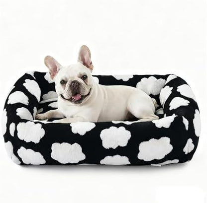 JOEJOY Small Dog Bed for Small Dogs, Rectangle Washable Orthopedic Dog Bed with Removable Zipper Cover, Cute Soft Calming Puppy Pet Bed with Jacquard Shaggy Plush & Non Skid Bottom