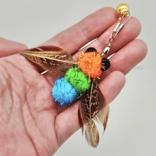 miwoowim 10PCS Retractable Cat Wand Toy with Natural Feather Insect Refills