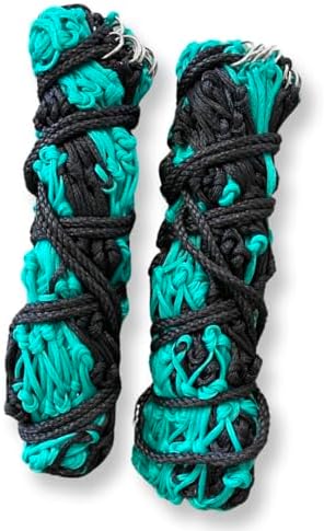 (2piece) XL Slow Feed Haynet 42” with 26 Rings Protection | Holes 2x2"inch | Slow Feed Haynet for Horses | Slow Feed Hay Bag | MULTI_PACK_COMBO_DEALS (Pack_Of_2, Turquoise_Black_2Tone)